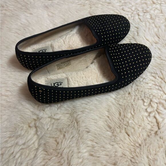 UGG Black and Gold Flats with Elegant Studs - Picture 7 of 7